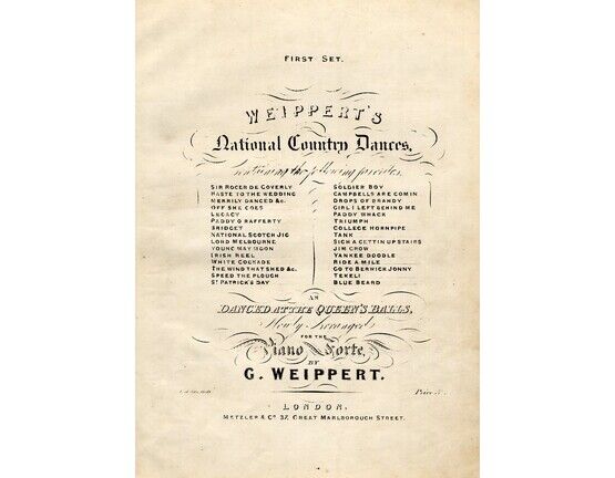 8713 | Weippert's Selection of National Country Dances, as danced at Her Majesty's Balls (30 Dances) - First Set