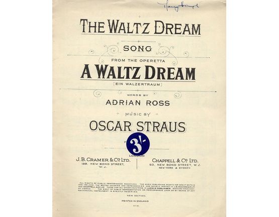 8726 | The Waltz Dream - Song - from the Operetta A Waltz Dream (Ein Walzertraum)
