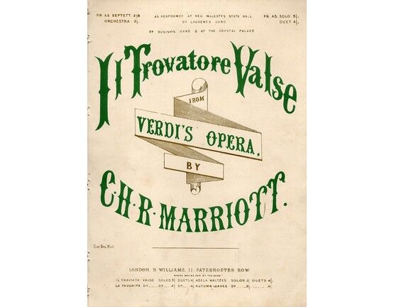 8732 | Il Trovatore Valse -  for Piano from Verdis opera