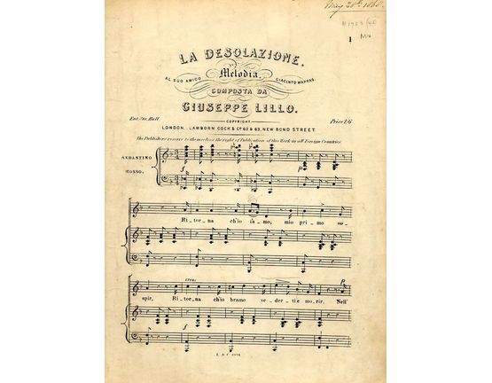 8808 | La Desolazione - Melodia for Pianoforte Solo