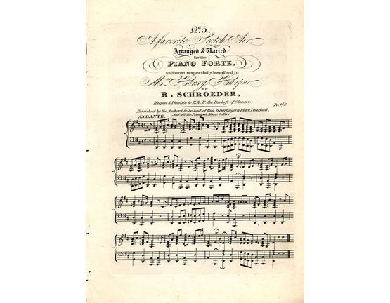 8832 | A Favorite Scotch Air - Arranged and Varied for the Pianoforte - Most respectfully inscribed to Mrs Henry Harpur