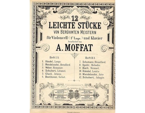 8846 | 12 Leichte Stucke von Beruhmten meistern fur Violoncell (1te Lage) und Klavier - Heft II - For Violin and Piano