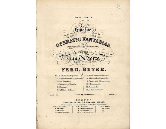 8852 | L'Elisire d'Amore - No. 6 from Twelve Operatic Fantasias (Petites Fantaisies Instructives) for the Pianoforte - First Series - Op. 36