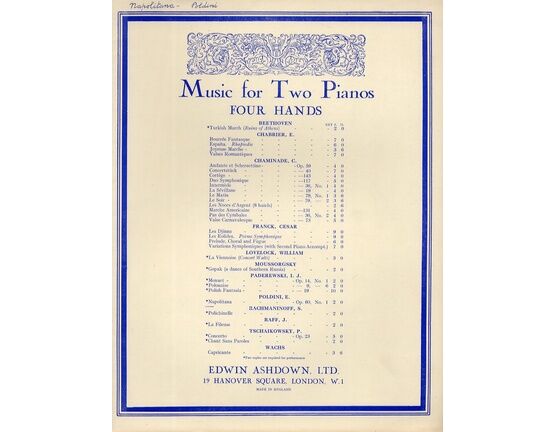 8860 | Napolitana - Music for Two Pianos, Four Hands - Op. 60, No. 1
