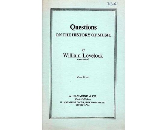 8874 | Questions on the History of Music - For the Associate Diploma of Trinity College of Music and for G.C.E. Examinations