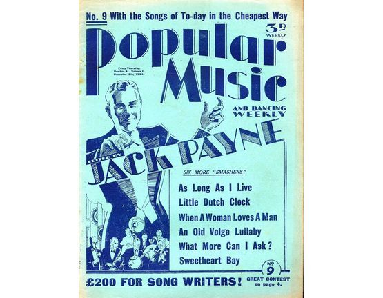8904 | Popular Music and Dancing Weekly - No. 9, December 8th,1934 - Edited by Jack Payne - Arrangements for Piano and voice with Ukulele chord symbols