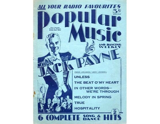 8904 | Popular Music and Dancing Weekly - October 20th 1934 - No. 2, Vol. 1 -  Edited by Jack Payne - Featuring Elsie Carlisle, Stanelli and hig Hornchestra,