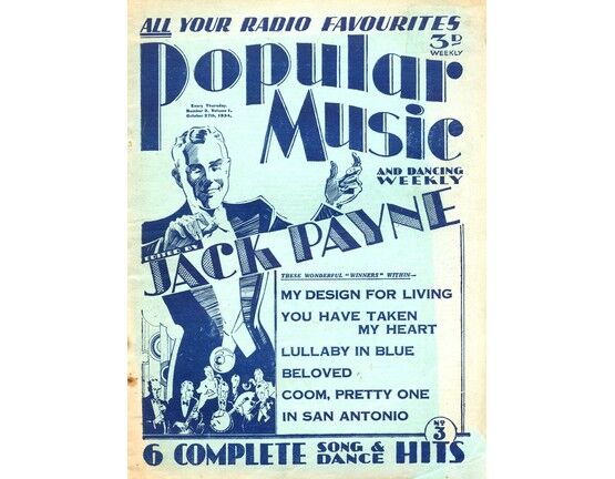 8904 | Popular Music and Dancing Weekly - October 27th 1934 - No. 3, Vol. 1 - Edited by Jack Payne - Featuring Paula Green, Josephine Bradley, Annette Mills,