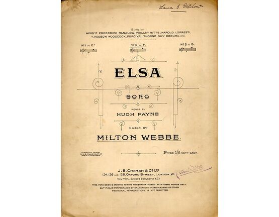 8915 | Elsa - Song in the Key of F Major for Medium Voice