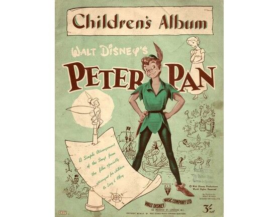 8928 | Walt Disney's Peter Pan - Children's Album - A simple arrangement of the songs from the film specially arranged for children to sing & play