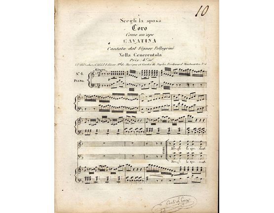 8955 | Scegli la sposa - Coro Come un ape - Cavatina - Cantata dal Signor Pellegrini nell "Cenerentola" - For Vocal Chorus and solo with piano accompaniment