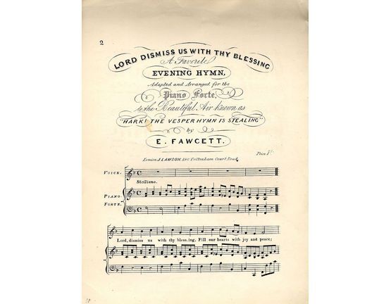 9075 | Lord Dismiss Us with thy Blessing - A Favourite Hymn adapted and arranged for the Piano Forte - To the Beautiful Air known as "Harl! The Vesper Hymn i