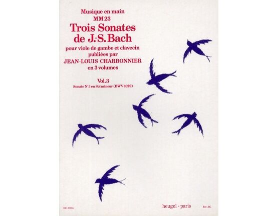 9080 | Bach - Sonate No. 3 en Re Majeur (BWV 1028) - Pour Viole de Gambe et Clavecin