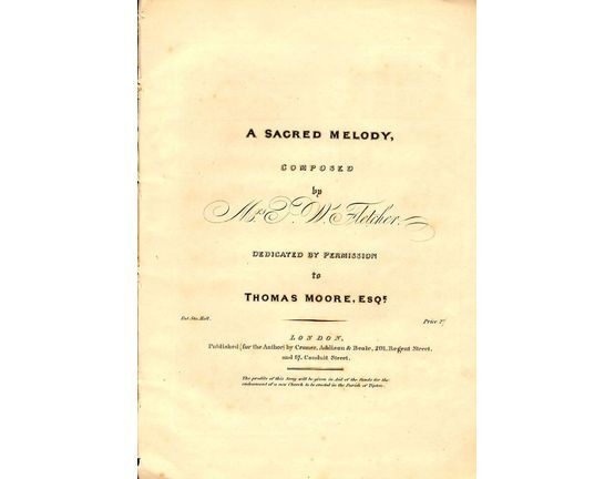 9166 | A Sacred Melody - Dedicated by permission to Thomas Moore Esq.