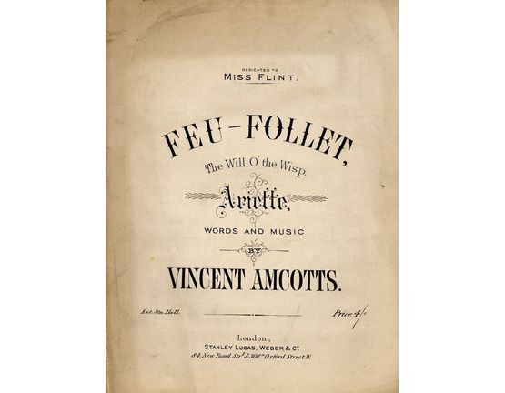 9170 | Feu Follet - The Will O' The Wisp - Ariette - Dedicated to Miss Flint