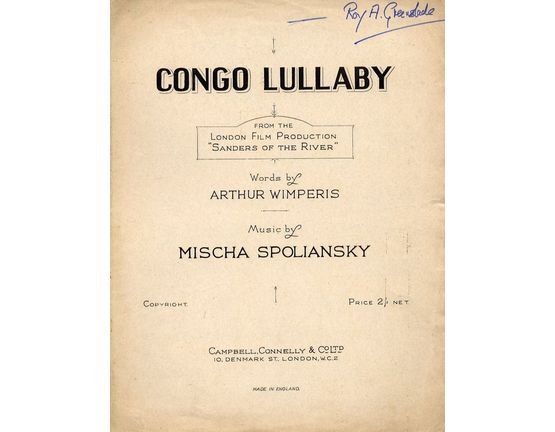 9178 | Congo Lullaby - From the London Film Production Sanders of the River