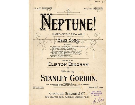 9273 | Neptune! (Lord of the Sea am I) - Bass Song - In key the of C major