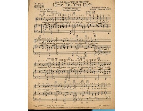 93 | How Do You Do - Song from Walt Disney's "Song of the South" - Professional Copy