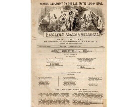 9304 | Musical Supplement to the Illustrated London News - English Songs and Melodies - Saturday, December 18, 1852