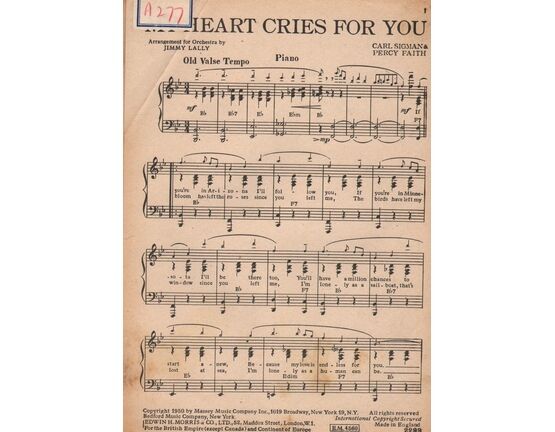 9339 | DANCE BAND with Vocals:-  'My Heart Cries for You' - Old Valse Tempo