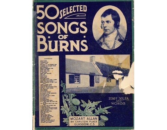 9350 | 50 selected songs of Burns - Staff, Sol Fa and words arranged with symphonies and Accompaniments for the Pianoforte