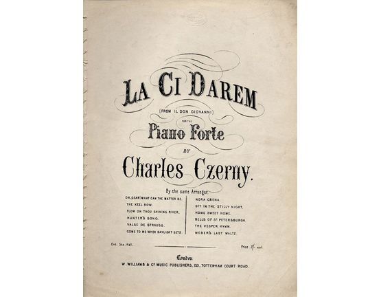 9390 | La Ci Darem (from Il Don Giovanni) - For the Pianoforte