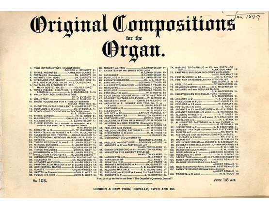 9394 | Offertoire - No. 103 from Original Compositions for the Organ series - First performed by the composer at the Crystal Palace Saturday Concerts