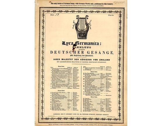 9447 | Die Rose - Lyra Germanica - Sammlung Beliebter deutscher Gesange mit Begleitung des Pianoforte - Ihrer Majestat der Koniginn von England mit Allerhoch
