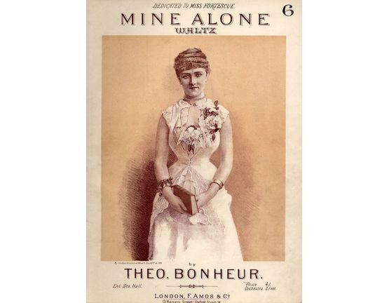 9478 | Mine Alone - Waltz - For Piano Solo - Dedicated to Miss Fortescue