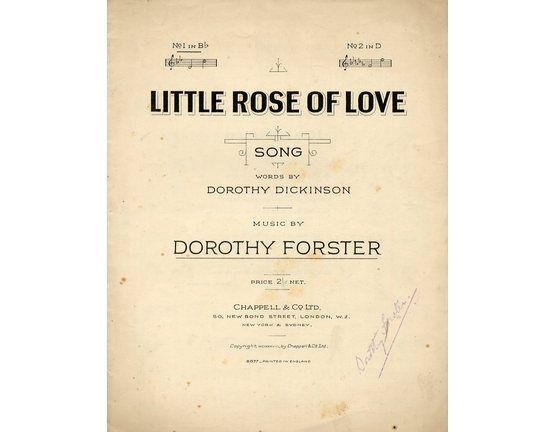 9488 | Little Rose of Love - Song in the Key of B flat Major for Low Voice