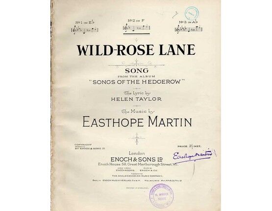 9551 | Wild Rose Lane - Song in the key of F major for medium voice from "Songs of The Hedgerow"