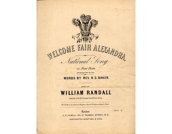 9554 | Welcome Fair Alexandra - National Song - In Four Parts with Accompaniment for Piano