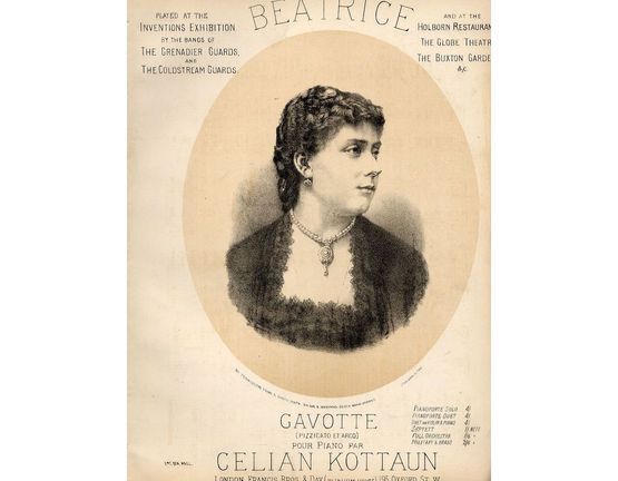 9604 | Beatrice - Gavotte pour Piano - Played at the inventions exhibition by the bads of the Grenadier guards and the Coldstream guards and at the Holborn R