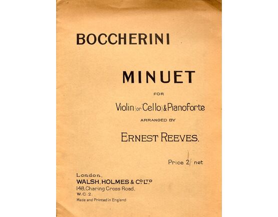 9629 | Boccerini - Minuet in A - for violin and piano with seperate violin part
