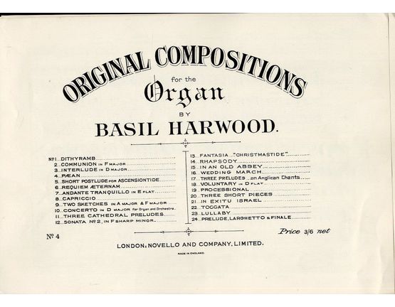 9635 | Original Compositions for the Organ - No. 4 Paean - Op.15 No. 3