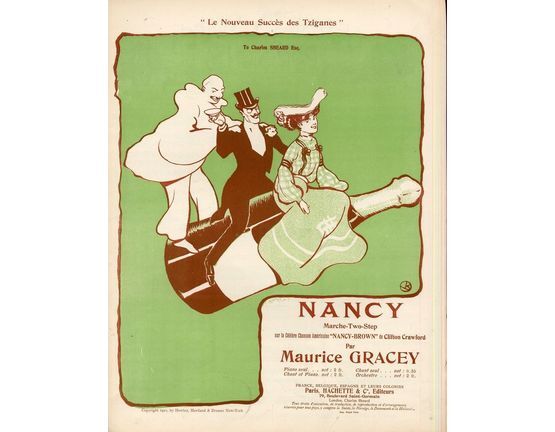 9657 | Nancy - Marche- Two Step sur la Celebre Chanson Americaine "Nancy-Brown" de Clifton Crawford - Dedicated to Charles Sheard Esq. - French Edition