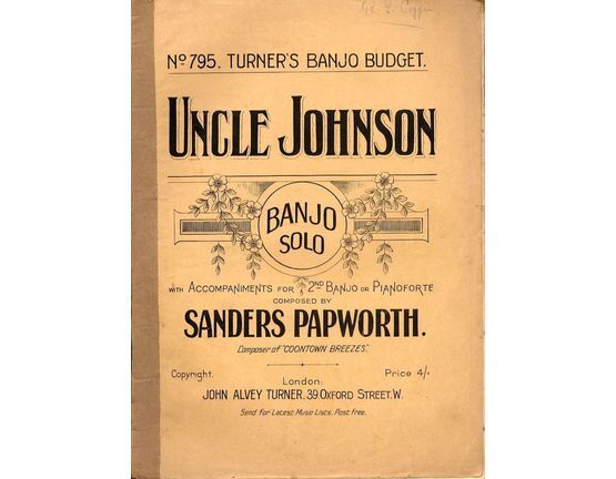 9948 | Uncle Johnson - Banjo Solo with accompaniments for 2nd Banjo or Pianoforte - Turner's Banjo budget series No. 795